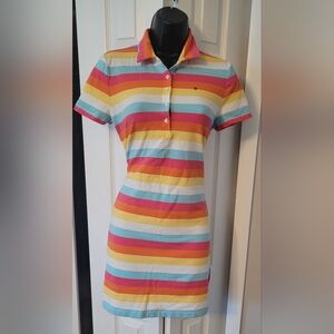 Tommy Hilfiger Pink and Yellow Buttoned Mini Dress